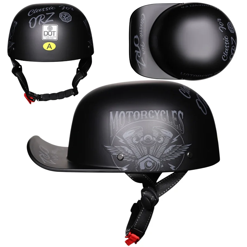 ball cap motorcycle helmets Baseball Helmet,DOT Approved Vintage Open Face Unisex-Adult Half for Scooter Moped Cap Street Cruiser (Medium, Bright Black) : Automotive The interior features a soft Daytona Half Face Helmet