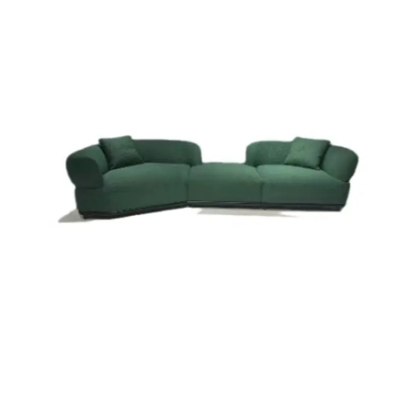 Modern Italian light luxury cream style villa large flat layer fabric combination curved sofa
