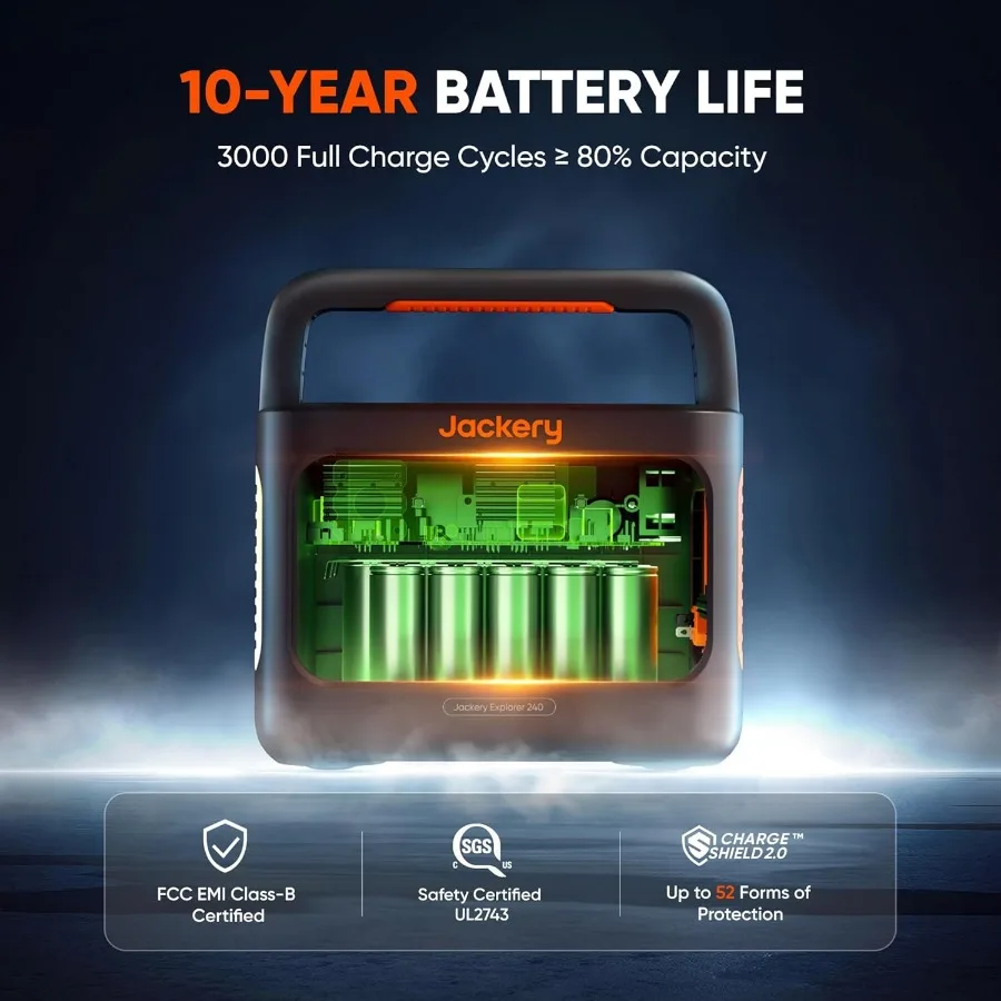 Jackery Explorer 240 v2 محطة طاقة محمولة 256Wh LiFePO4 بطارية مع مخرج 300 وات تيار متردد/100 وات USB-C شحن سريع 1 ساعة متعدد الاستخدامات