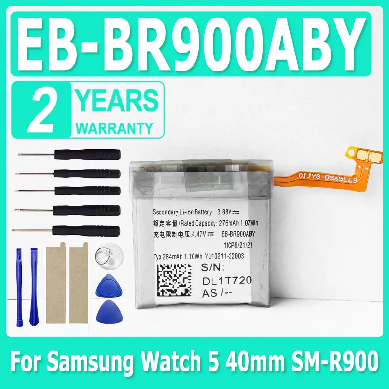

Новый аккумулятор 276 мАч EB-BR900ABY Сменный аккумулятор для Samsung Watch 5 40 мм SM-R900, аккумуляторы для умных часов + бесплатные инструменты