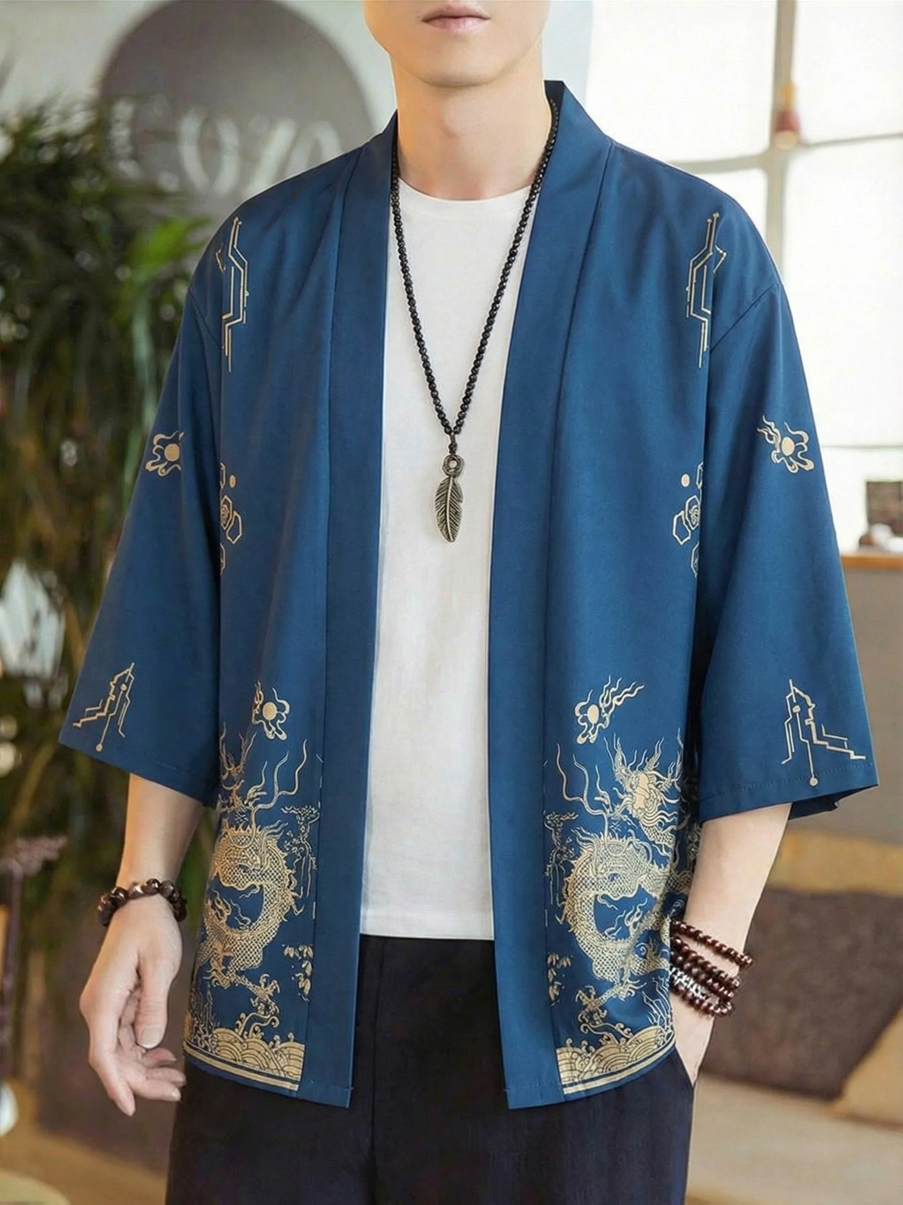 2026 Summer Men's Kimono 3D Printed Pattern Breathable Lightweight Casual Roller Skating Hip-Hop Men's Clothing