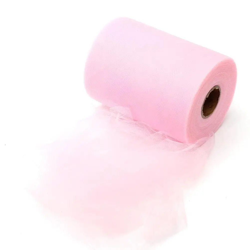 

6 "x100YD Party Craft Decoration 6"x10YD DIY Netting Fabric Pink Bow Table Cloth Skirt