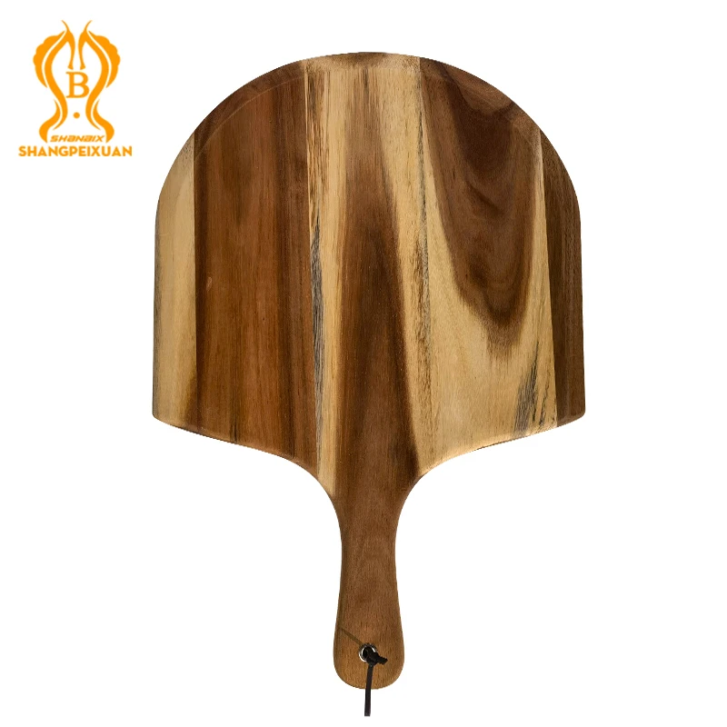 

SHANGPEIXUAN Acacia Pizza Board 14 inch Pizza Spatula Paddle Cutting Board Handle Baking Bread Cutting Fruit Vegetables Cheese