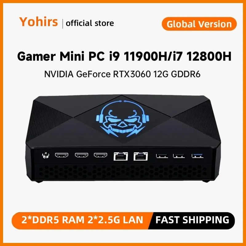 Mini PC gaming avec processeur Intel Core i7 12700H/i9 11900H, 12 Go GDDR6, 2 emplacements DDR5, pour Windows 11/Wifi6E, NVIDIA GeForce RTX 3060