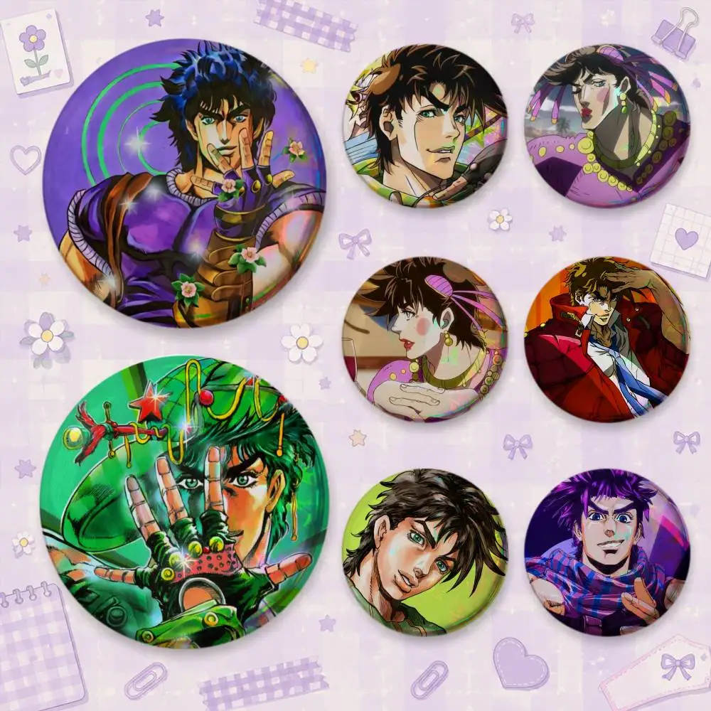 Broches con el icono de Anime JoJo, Joseph Joestar, insignias de dibujos animados, alfileres para mochilas, accesorios para sombreros, regalo para amigos.