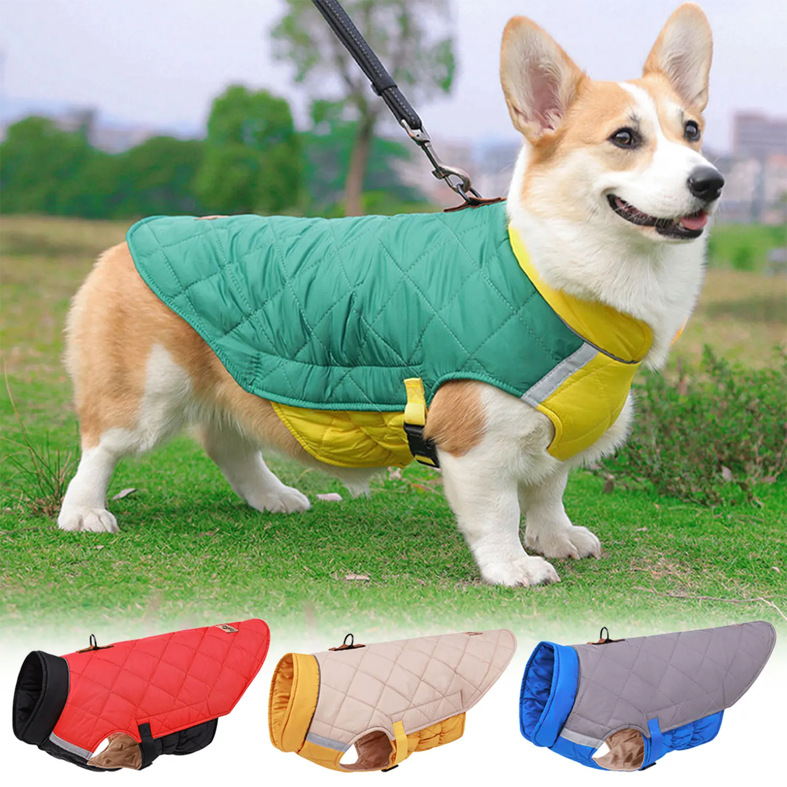 Winter Large Pet Dog Clothes Jacket French Bulldog Puppy Warm Windproof Jacket Vest Small Medium Dog Reflective Coat Pet Outfits