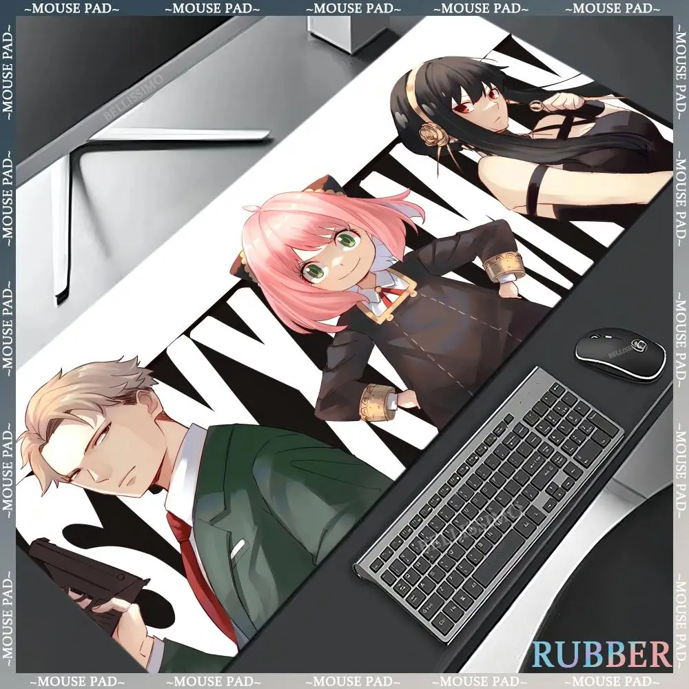 Anime S_Spy X F_Family MousePad Kawaii Girls Desk Pad Gaming Keyboard Pad Oversized Natural Rubber Lock Edge Non-slip Mouse Pad