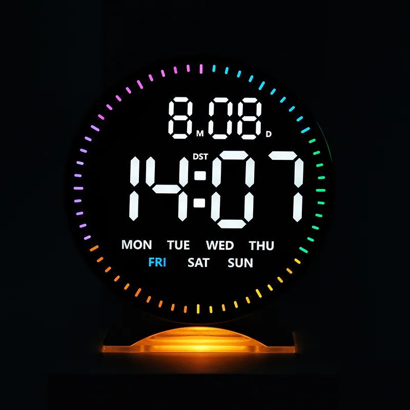 Digitaler Wecker mit Wochen- und Datumsanzeige, Sekundenzeiger, Stimmungslicht, Dual-Alarm, automatisch dimmbar, Schlummerfunktion, Tischuhr, 12/24H DST LED-Uhr – Detail 3