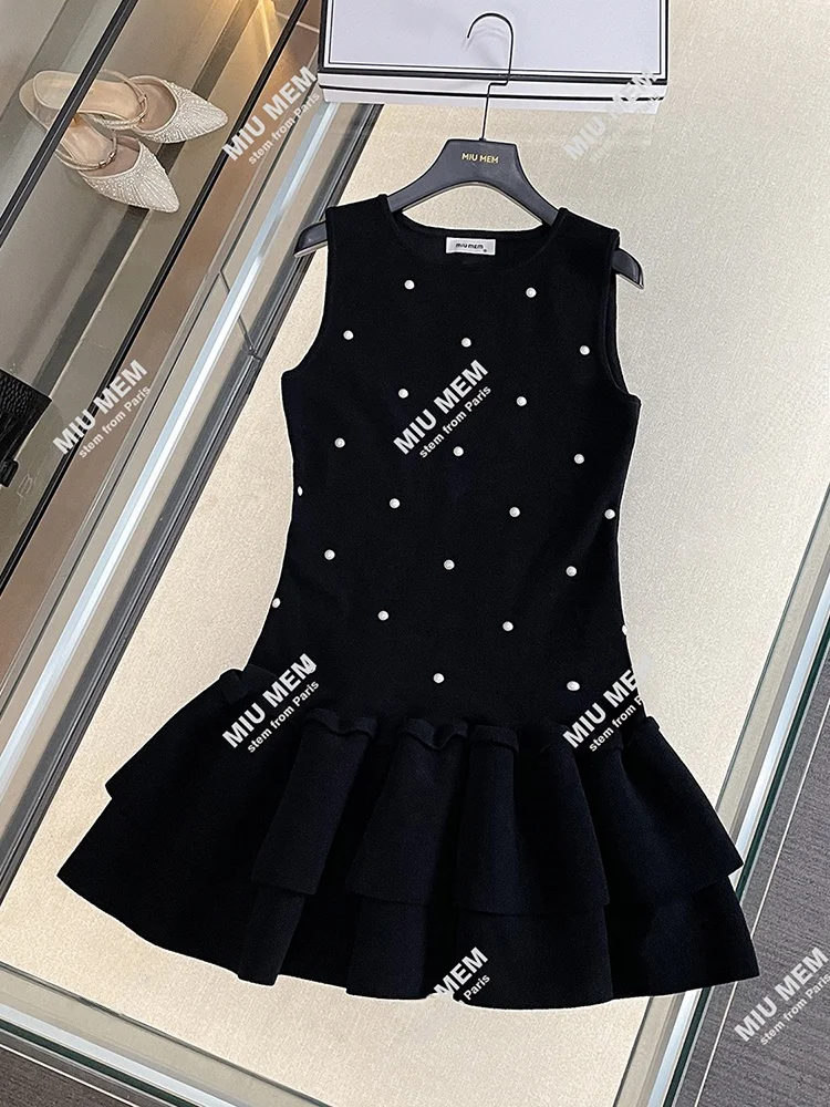 SIVOS High-End Winter Gestrickter Dr. Hepburn Sle bestickter Kuchenrock Hohe Taille A-Linie ort Dr. Polyesterfaser