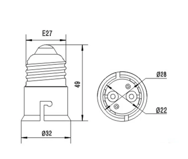 2 szt. Adapter lampokejowy od B22 do E27 z ognioodporną śrubą E27 do bagnetu B22 LED żarówka kukurydza Adapter gniazdo elektryczne