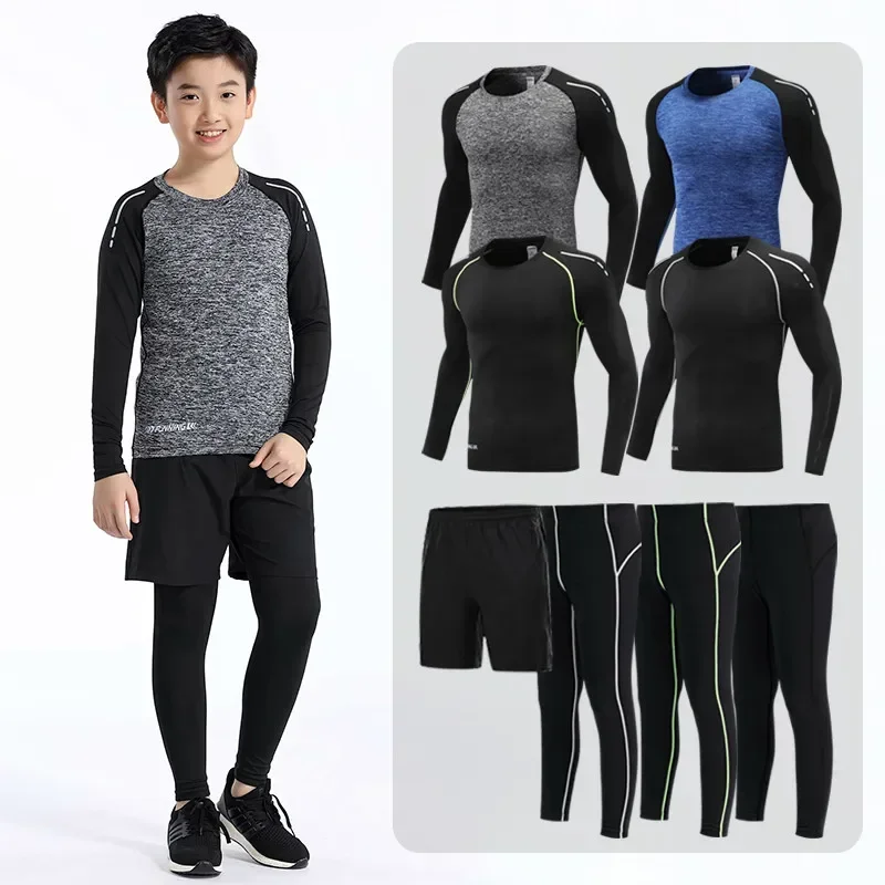 Kids Basketball Football Sportswear Suit Outdoor Workout Compression Sports Clothing Baseball Cycling Running Fitness Tracksuits