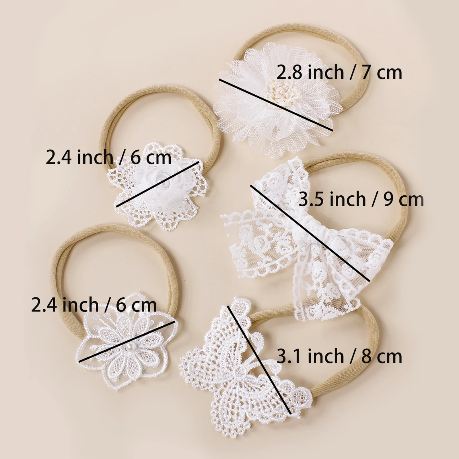 5pcs White Lace Floral Baby Hairband Girls Fashion Wedding Hair Accessories Simulation Flowers Butterfly Headband