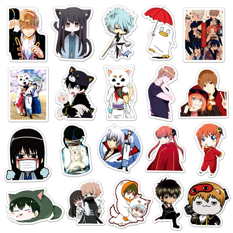 Gintama Anime Cartoon Stickers, Telefone, Tronco, Geladeira, Impermeável, Figura Anime, DIY Toys, Presente, 50pcs