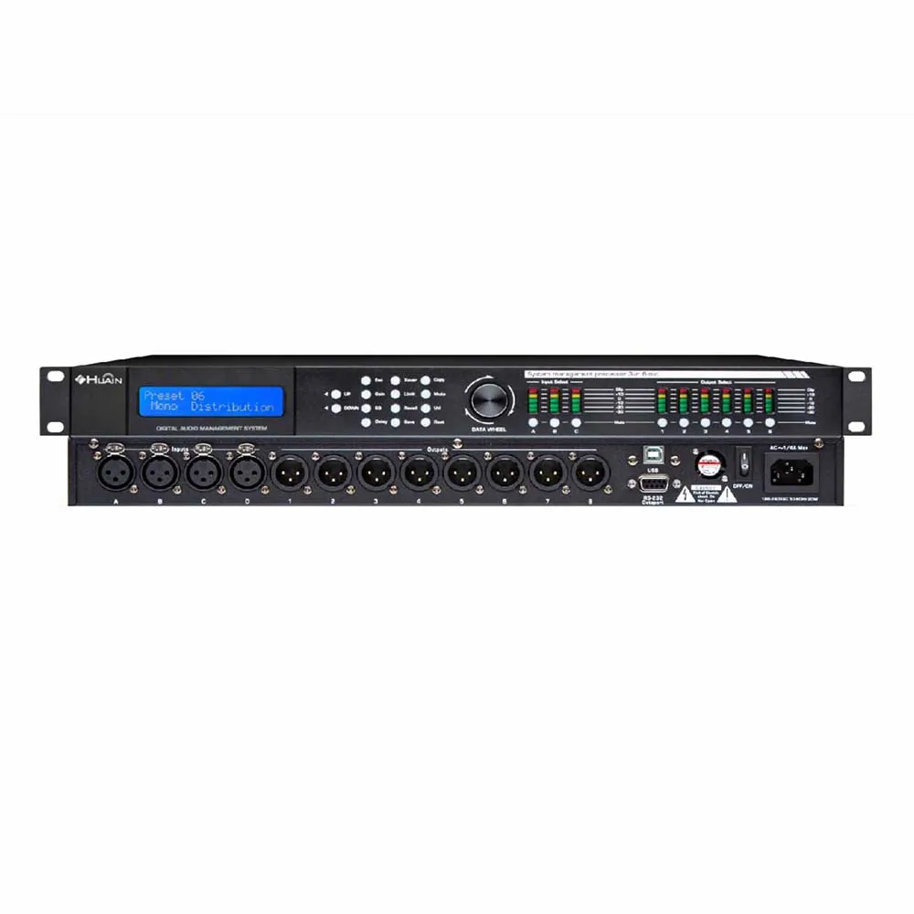 HUAIN 4 Input 8 Output Professional Sound System Digital Dsp Audio ProcessorSuitable for meeting rooms offices recording studios