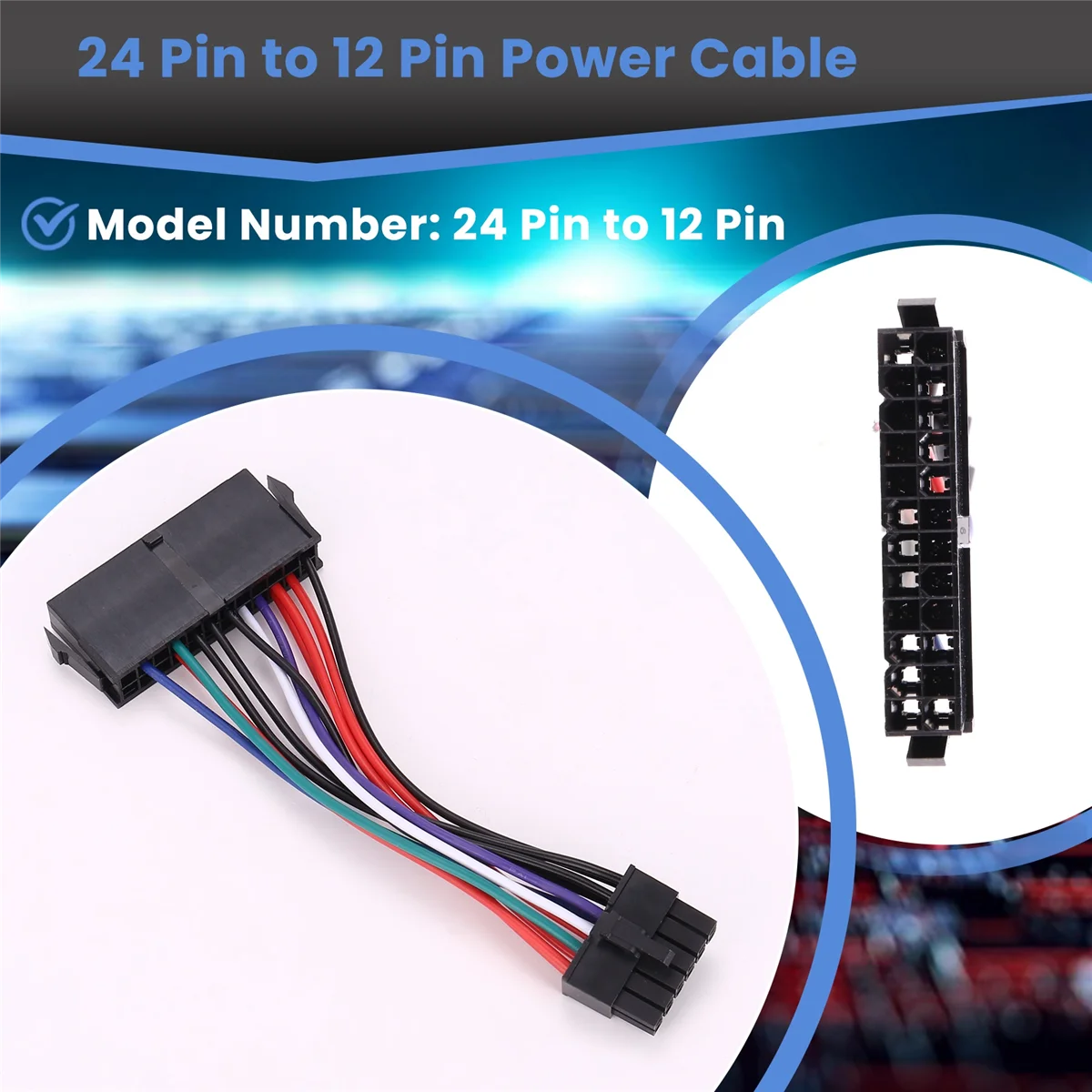 PSU ATX 24 핀 암-12 핀 수 전원 공급 장치 슬리브 케이블 코드, Q87H3-AM Q87H3 AM Q87 마더보드용 18AWG 와이어