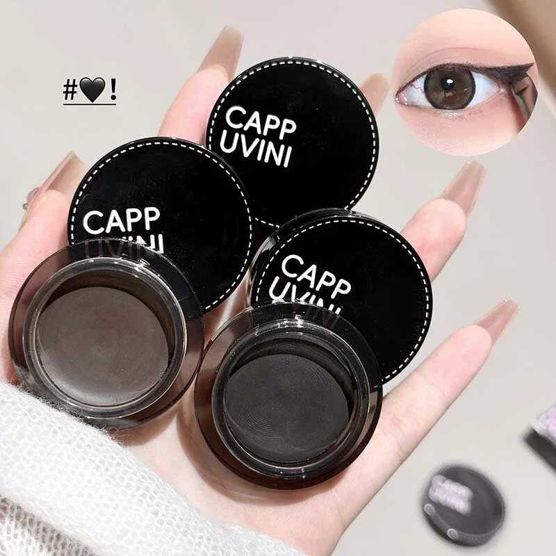 Crema delineadora de ojos negra, marrón y negra, tinte de maquillaje de ojos Natural de secado rápido con pincel, cosméticos delineadores de ojos de larga duración resistentes al agua