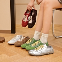 German Training Shoes Women 2025 New Genuine Leather Women Sneakers Flat Lace-up Retro Large Size Forrest Gump Shoes Women