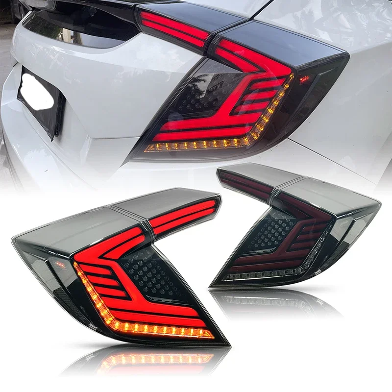 For Honda Civic Type R 10th Hatchback 2015-2021 2PCS LED Tail light Assembly Brake Reverse Sequential Turn Signal Lamp Auto Part