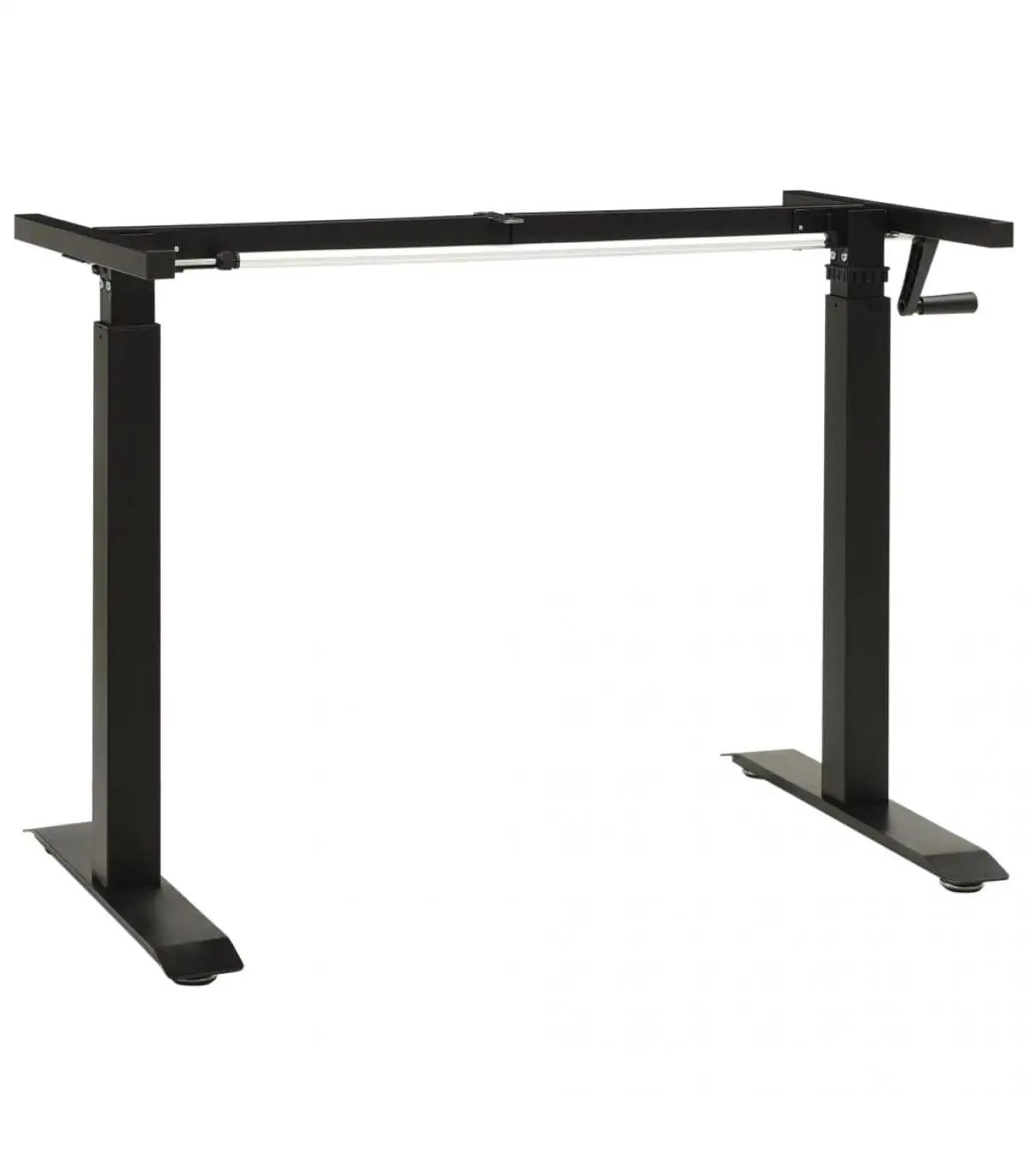 Black crank adjustable height desk structure worktables and cubicles