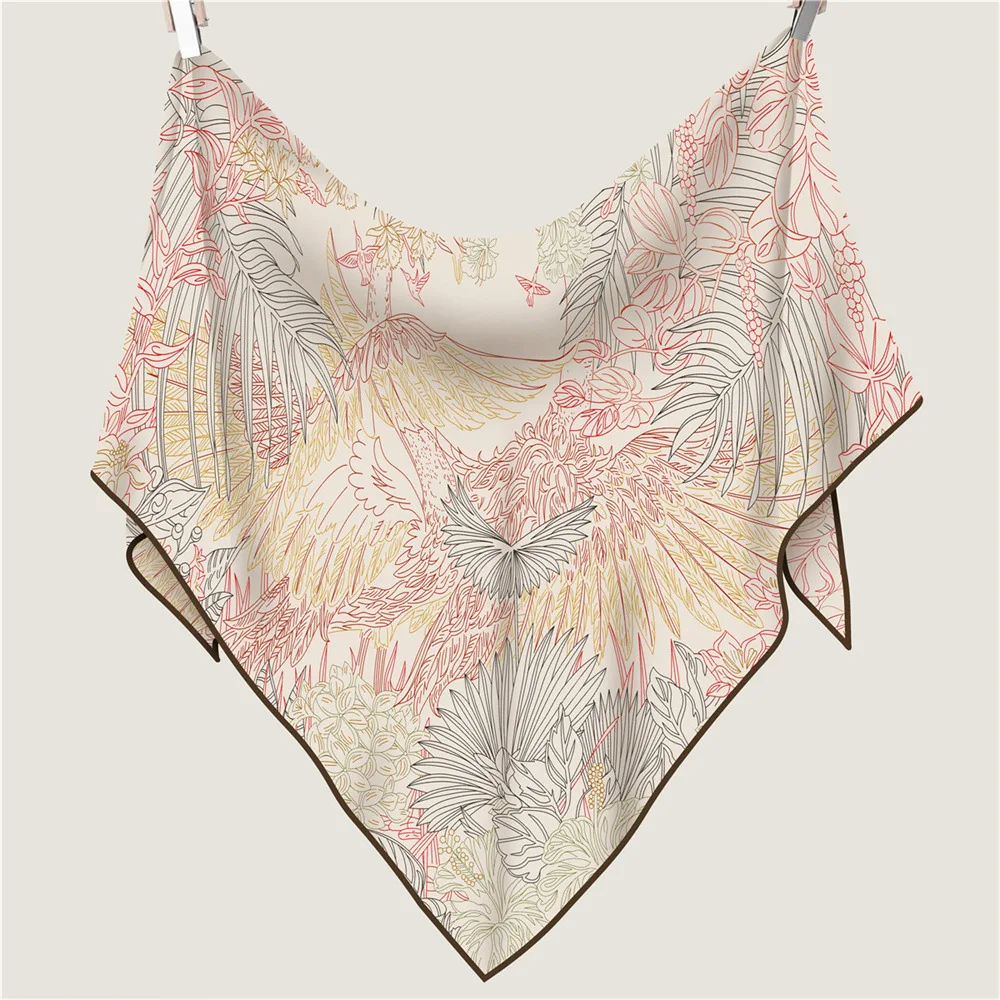 Triangle Silk Blend Scarf Hand Rolled Shawls Scarves Bag Head Decoration Accessories Mother Lover Gift