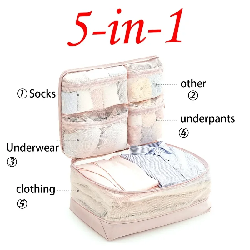 Five in One Clothing Compression Storage Bag Large Capacity Down Jacket Foldable Luggage Travel Bag Portable Sub Packaging Bag