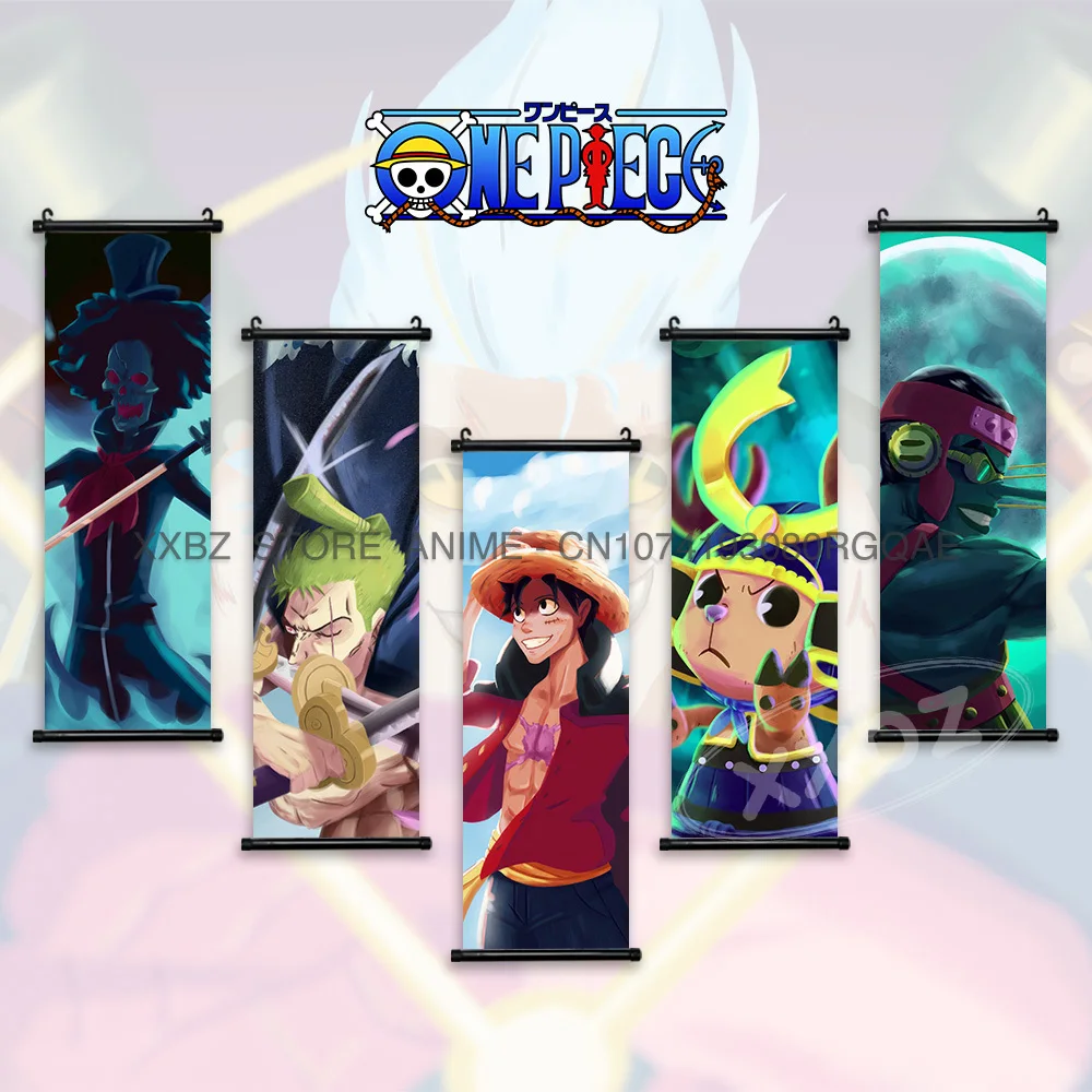 ONE PIECE Scrolls Pictures Anime Poster Home Decoration Wall Art Zoro Canvas Kawaii Chopper Interior Hanging Paintings Bedroom