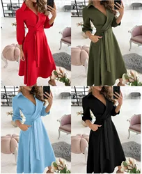 2022 Popular Spring And Summer Fashion Short Sleeve V-neck Printed Buttock Women's Wear