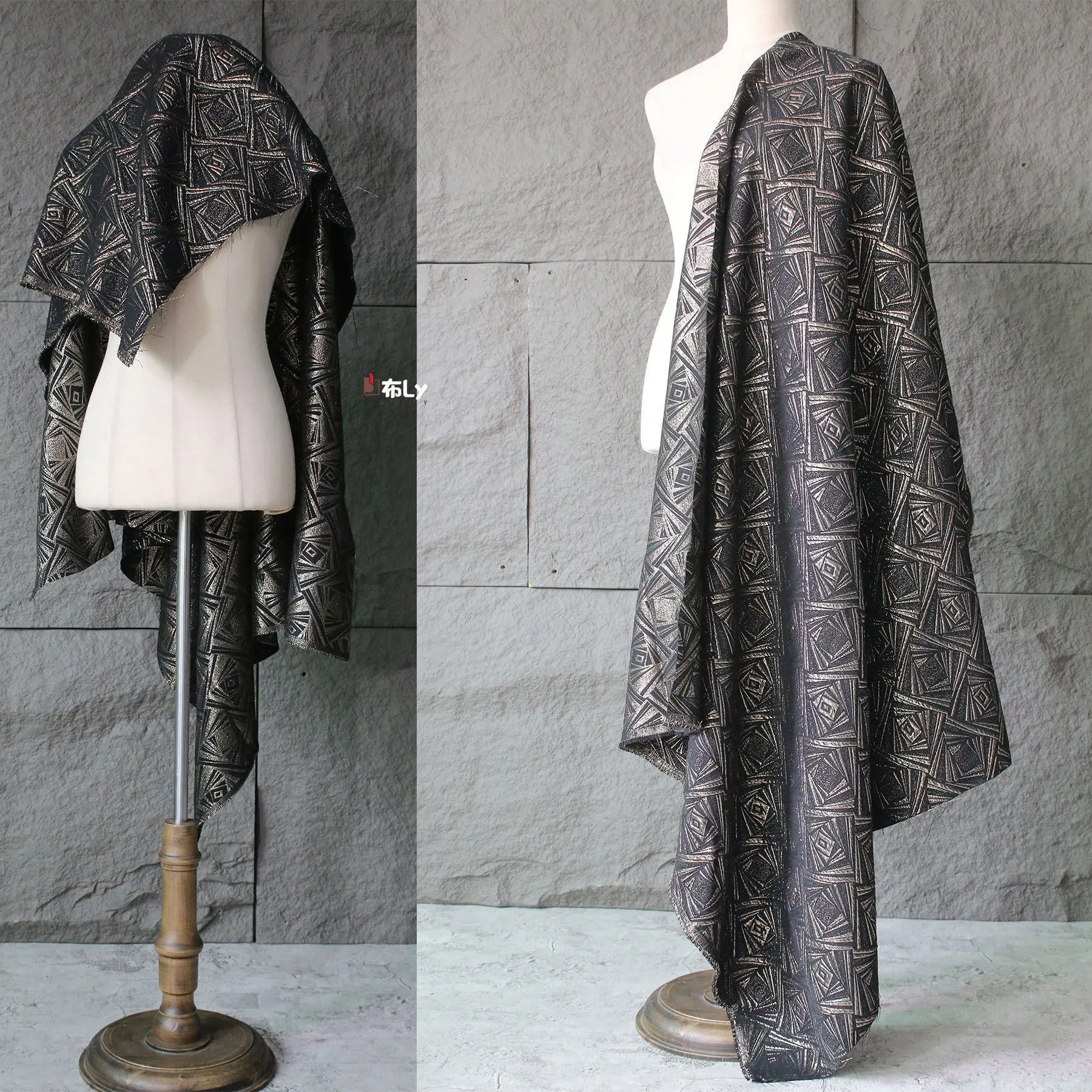 light-gold-3d-jacquard-fabric-irregular-geometric-texture-for-pillow-dress-pants