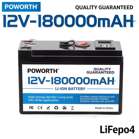 12V Rechargeable Battery 🔥180AH Solar Battery with BMS - Optimized for Home Solar Systems, Off-Grid Living, RV &amp; Boat Electric