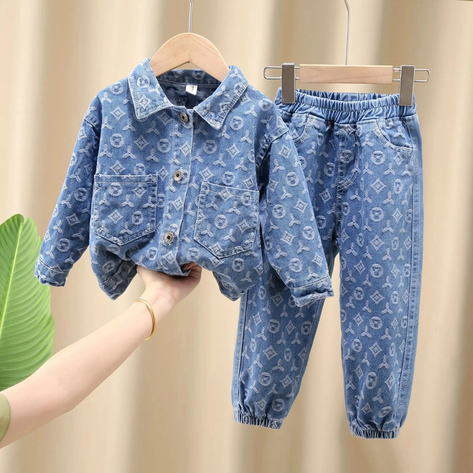 Spring Autumn Boys Girls Clothes Suit Korean New Fashion Kids Denim jacket+pants Two Sets Children's Clothing Sets 2-12Years