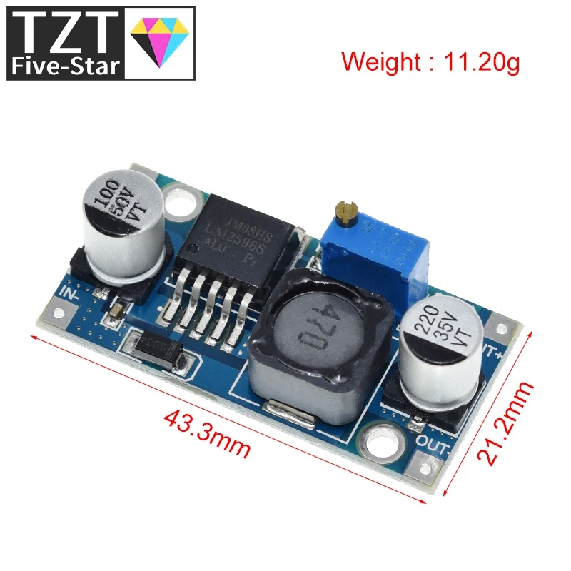 Tzt Lm2596 DC-DC Step-Down Voedingsmodule 3a Verstelbare Step-Down Module Lm 2596S Spanningsregelaar 24V 12V 5V 3V