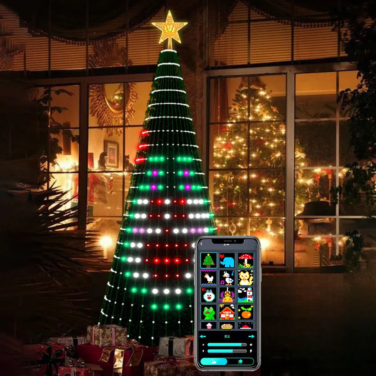 Kerstboom Star Lights Smart RGB-kerstlicht met afstandsbediening Timer Muzieksynchronisatie Bluetooth App-gestuurde vakantieverlichting