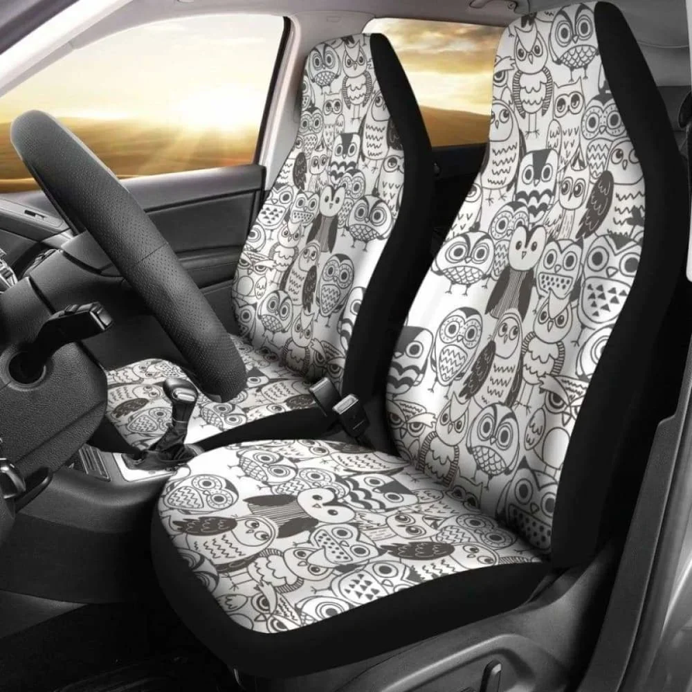 Owls Face Car Seat Cover 174716,Pack of 2 Universal Front Seat Protective Cover