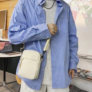 Männer Leinwandbeutel, kleine Umhängetasche mit Reißverschluss, einfach, lässig, Umhängetasche 12 Leinwandtasche für Herren der Herren - №4