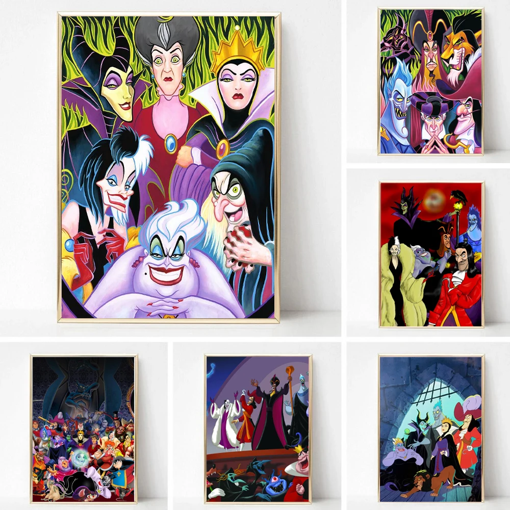 Disney Villains Canvas Anime Painting Cartoon Anime Wall Art Modern Posters and Prints Pictures for Living Kids Room Decor