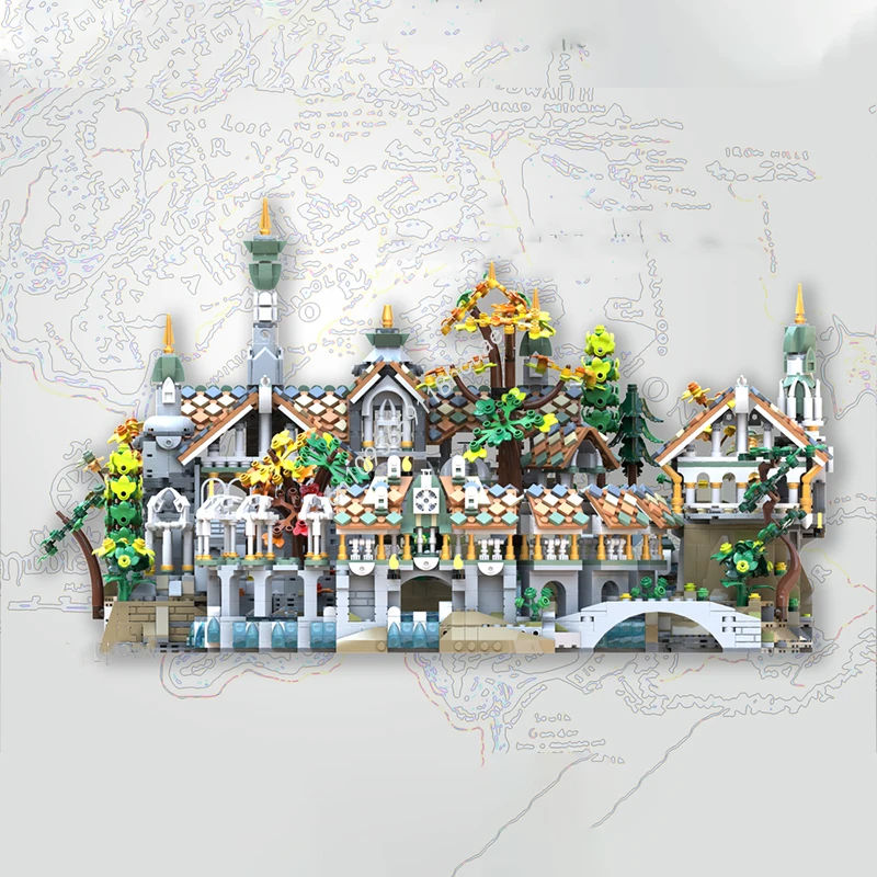 4372 Uds. MOC Elven santuario Mini Twilight Valley The Lord modelo bloques de construcción DIY juguetes de cumpleaños ensamblar idea regalos de navidad