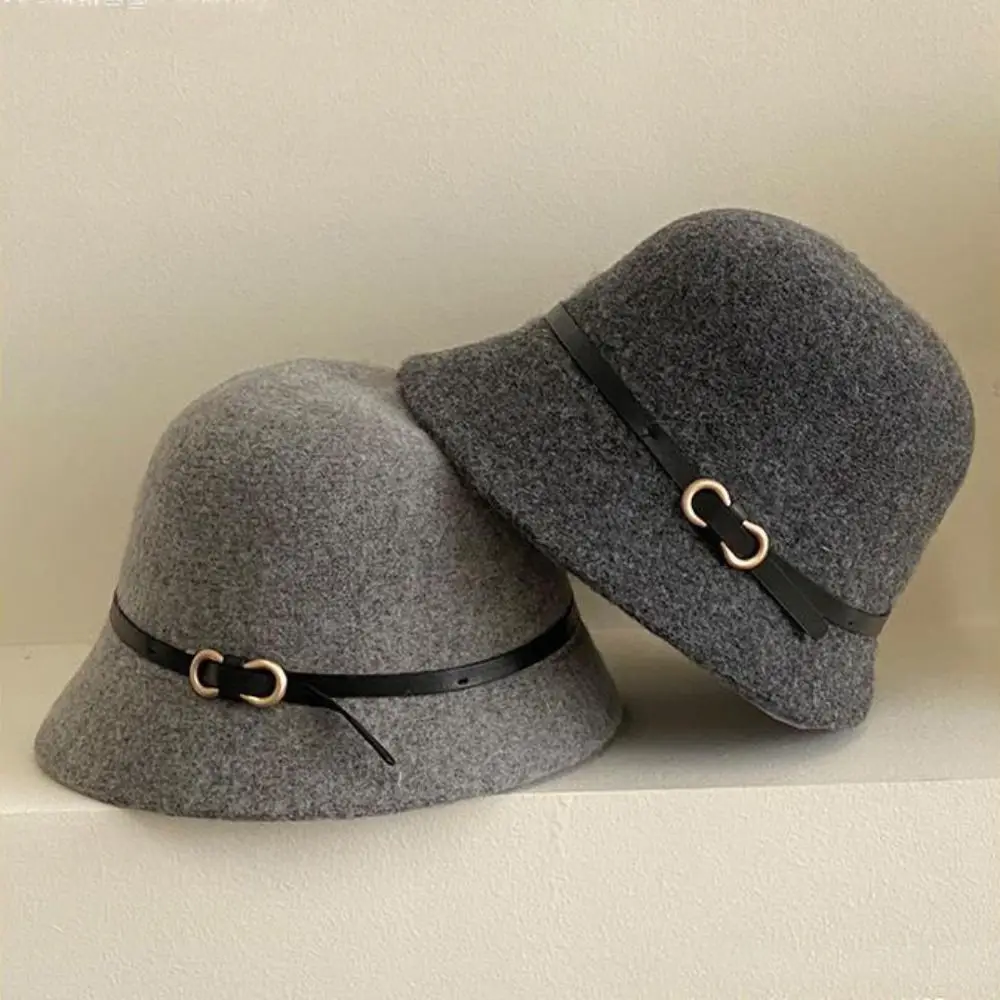 

Casual Woolen Wool Fisherman Hat Pure Color Elegant Women's Formal hat Korean Style British Style Basin Hat Autumn