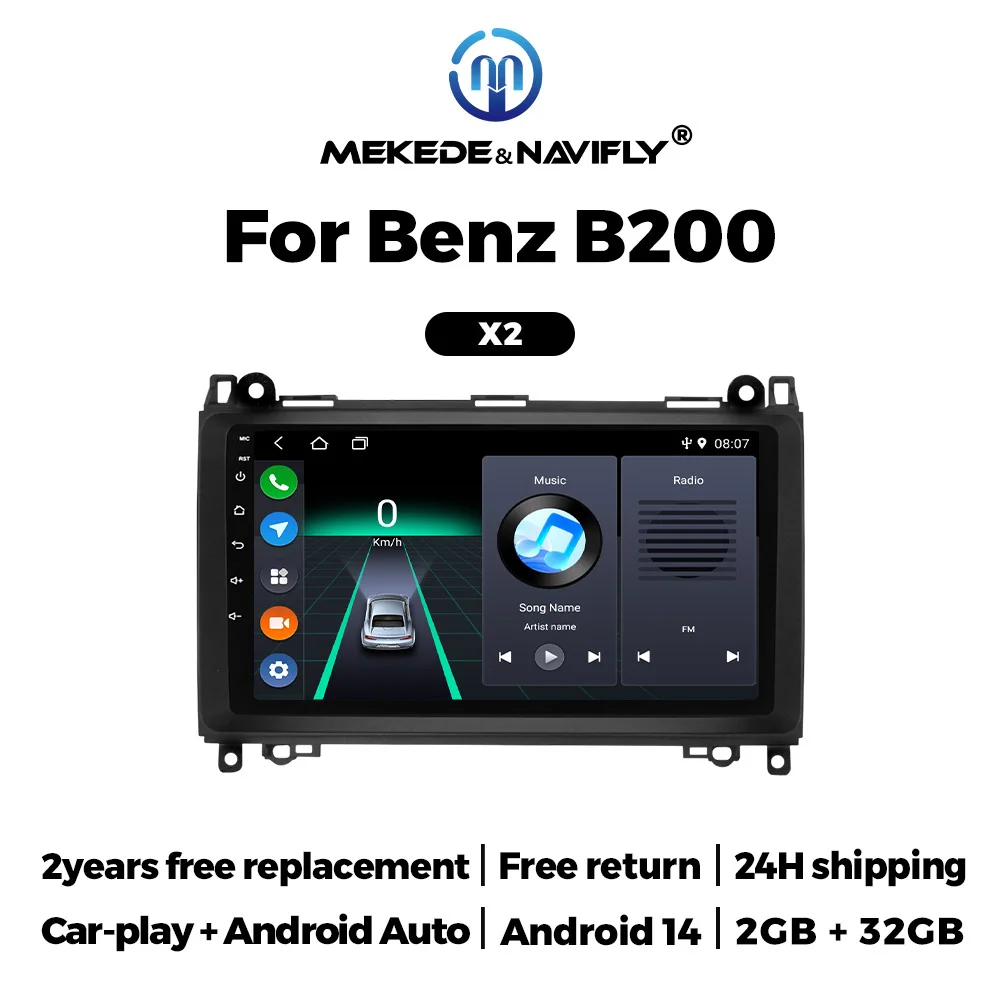 NAVIFLY＆MEKEDE IPS Screen Car Radio For Mercedes Benz W169 W245 B200 W906 Sprinter W639 Vito Multimedia GPS Navigation Carplay