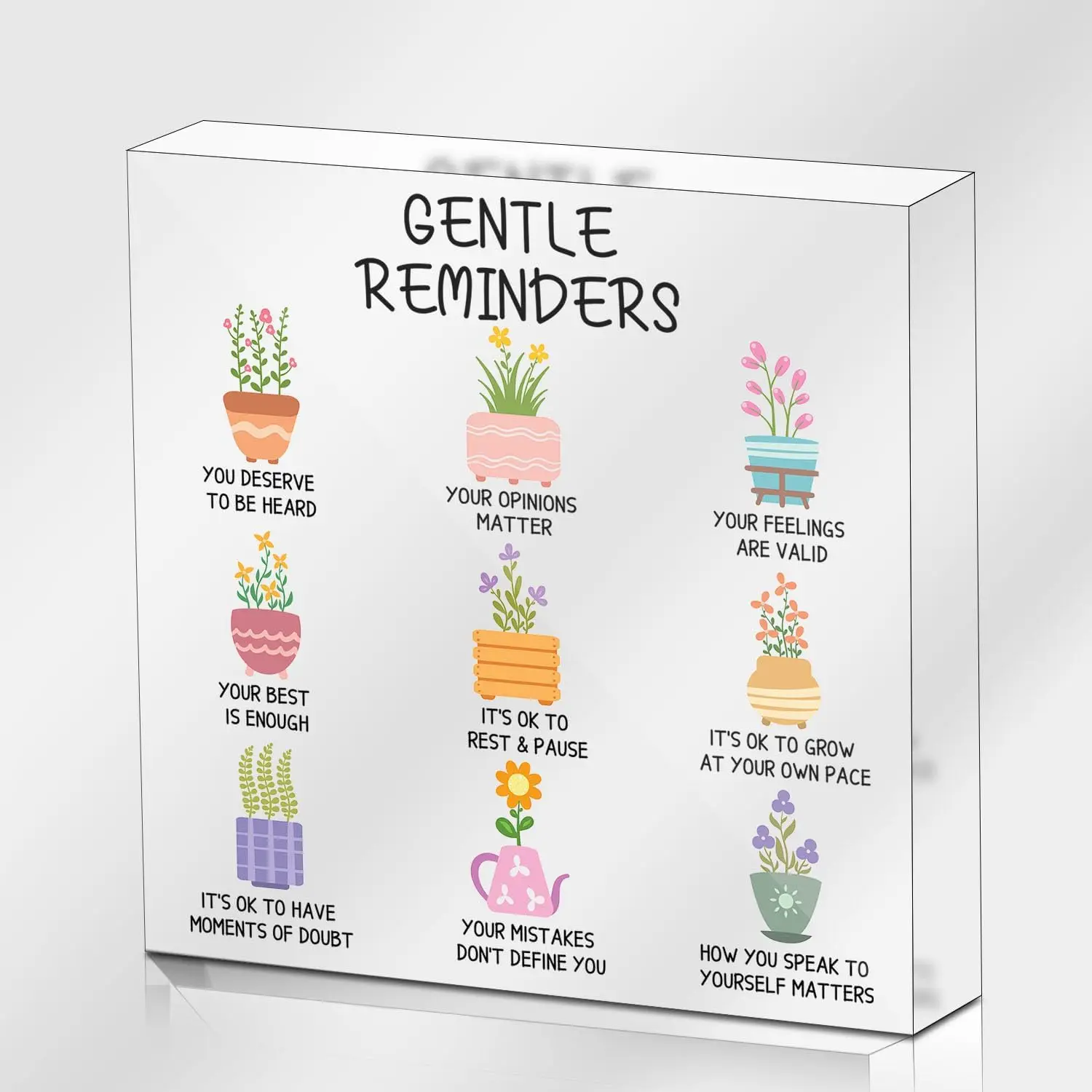 Regalos de afirmaciones positivas para mujeres, letrero de recordatorios suaves, letrero de decoración de oficina de terapeuta psicología, decoración de escritorio de salud mental