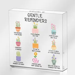 Positive Affirmations Gifts for Women, Gentle Reminders Sign, Psychology Therapist Office Decor Sign, Mental Health Desk Decor