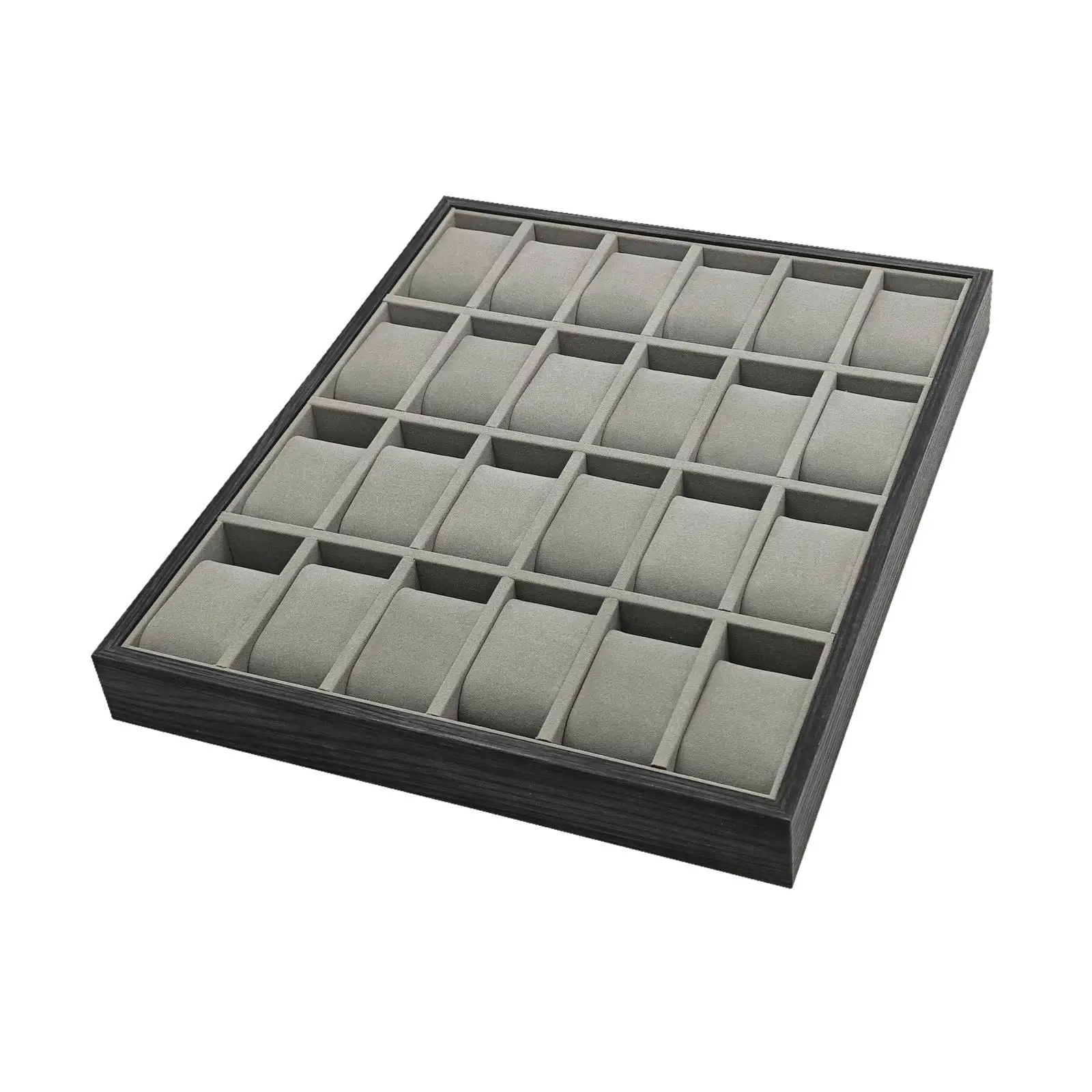 木製時計ディスプレイケース 24グリッド付き 男性用 女性用 プロフェッショナル ベルベット裏地付き