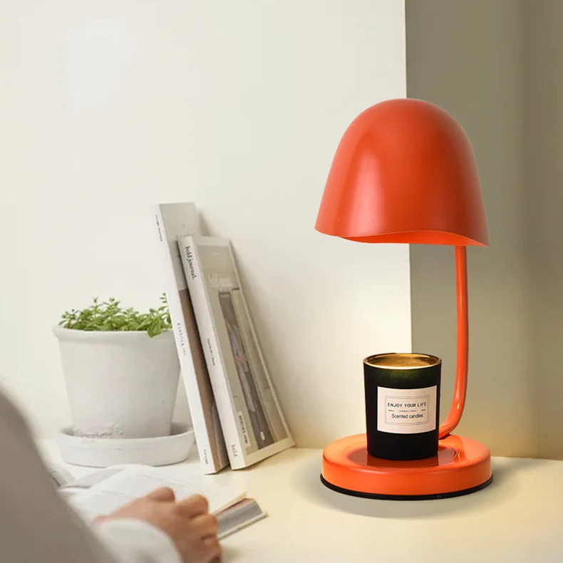 달걀 껍질 그늘 열 조명 아로마 디밍 침대 옆 촛불 따뜻한 디밍이 가능한 램프 금속 왁스 용융 따뜻한 전구 2개 포함