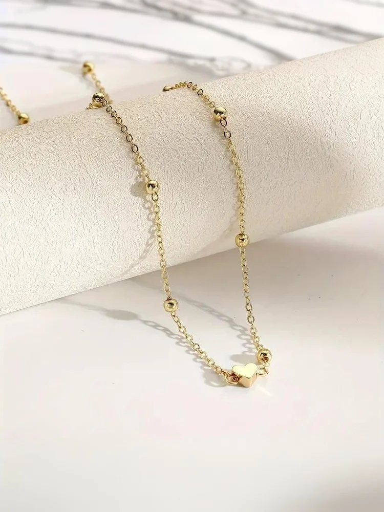 1 قطعة الفتيات بسيطة القلب مطرز البطن سلاسل للنساء موضة المعادن بيكيني للشاطئ الخصر سلاسل مجوهرات للجسم اكسسوارات #6