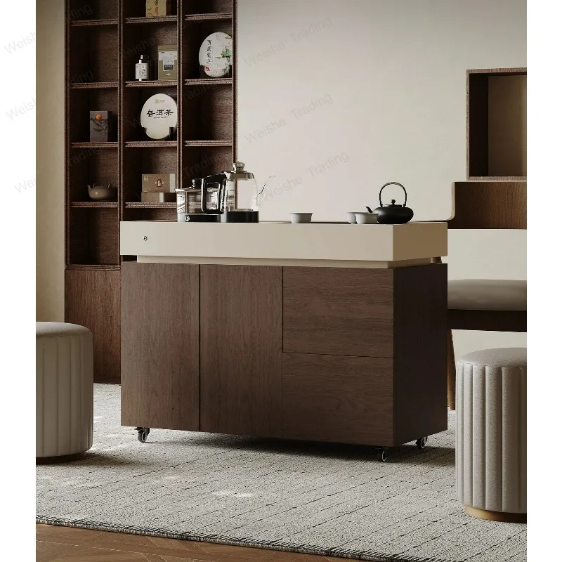 Italian minimalist removable tea table kettle integrated sideboard living room balcony tea cabinet sideboard second-hand