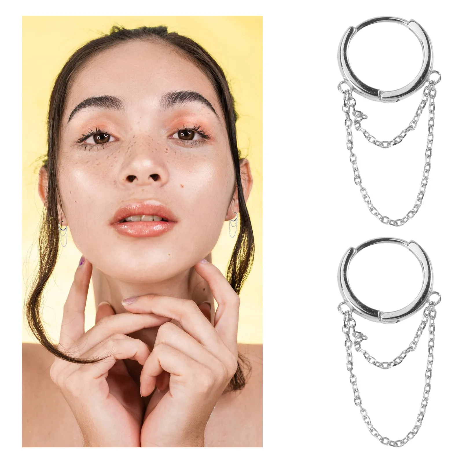 

1 пара серебряных сережек для женщин, серьги-цепочки, элегантные модные украшения, подарок для женщин, украшения для вечеринок, удобные в носке серьги-подвески