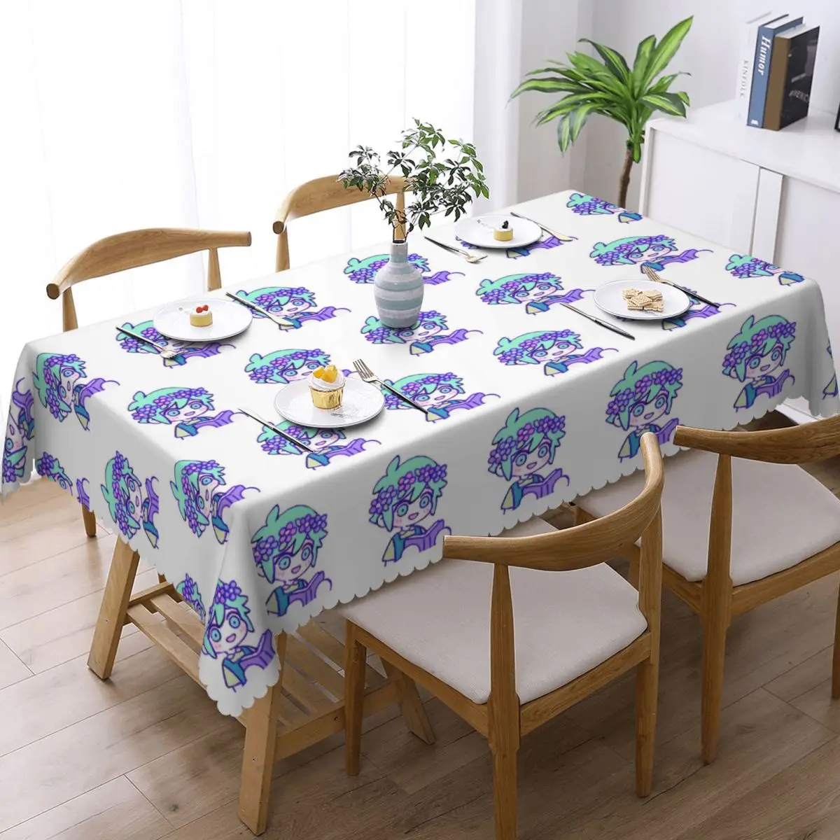 Cute Basil Omori Emote Customized Rectangular Tablecloth Oilproof Table Cover for Dining Events Table Cloth