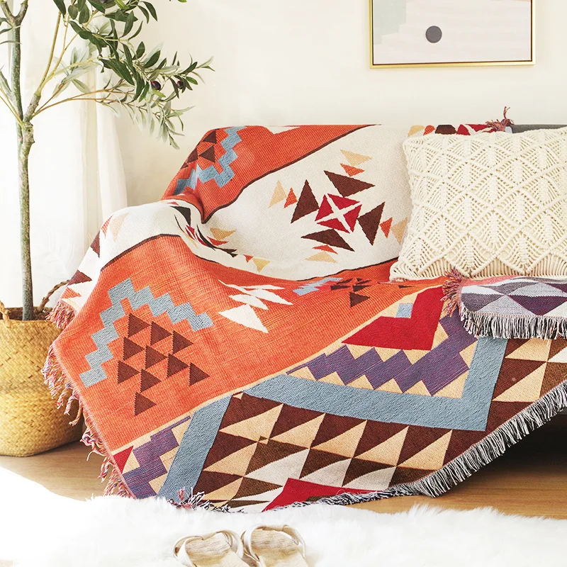 

Nordic New Fashion and Comfortable Sofa Blanket with Ethnic Style Geometric Pattern Sofa Towel Decorative Tapestry