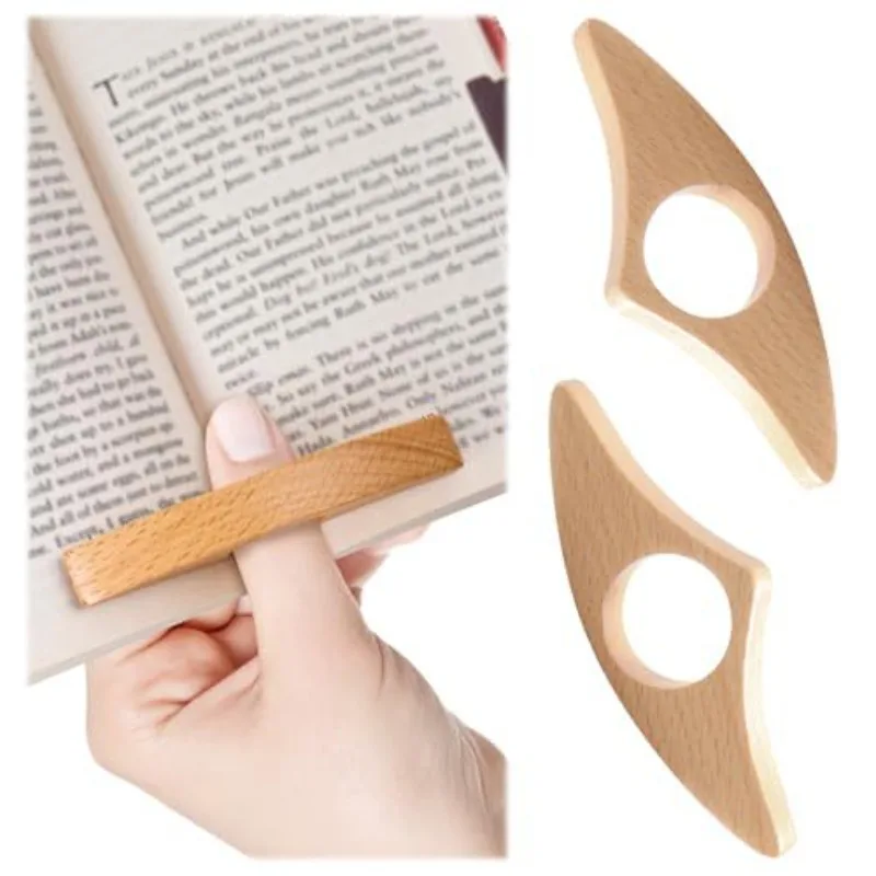 Wooden Thumb Press Book Page Holder Portable Finger Page Clip One Hand Reading Aid Tools for Book Lovers Gifts
