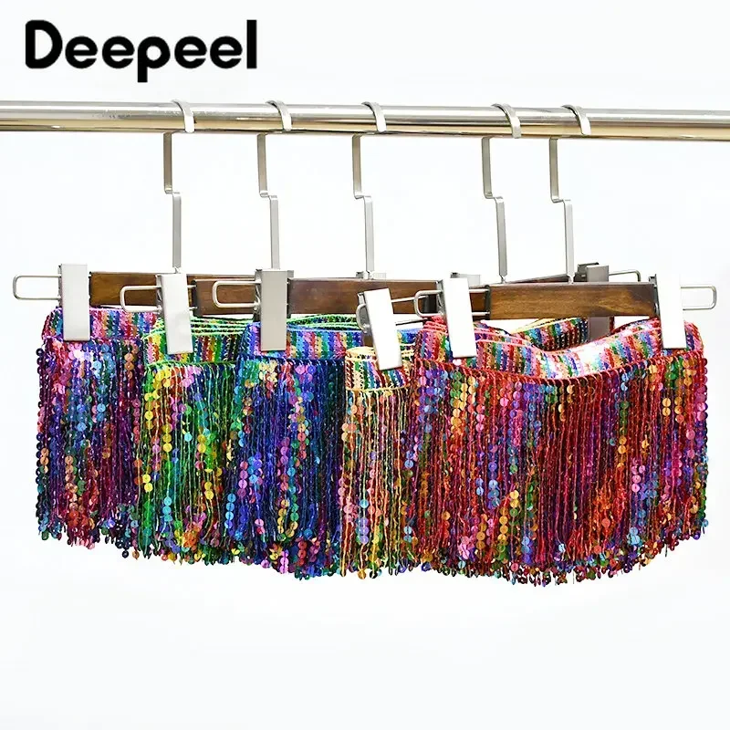 2/5Yards 16cm Rainbow Sequin Embroidered Tassel Fringe Trim Retro Ethnic Ribbons for Latin Dance Clothes Skirt Trimming Material