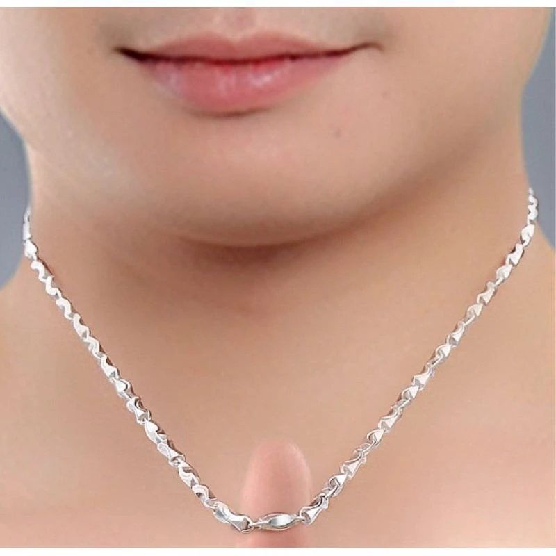 

UMQ necklace S999 sterling silver men and women collarbone chain silver chain personality couple gift